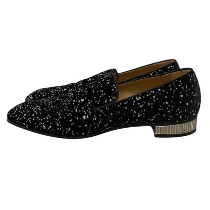 美品◆クリスチャン ルブタン ローファー COLONNAKI FLAT ベロア サイズ42 メンズ ブラック系 Christian Louboutin【AFD8】