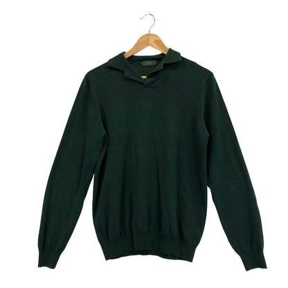 美品◆ザノーネ ニット 襟付き コットン メンズ  グリーン サイズ50 ZANONE 【AFB34】