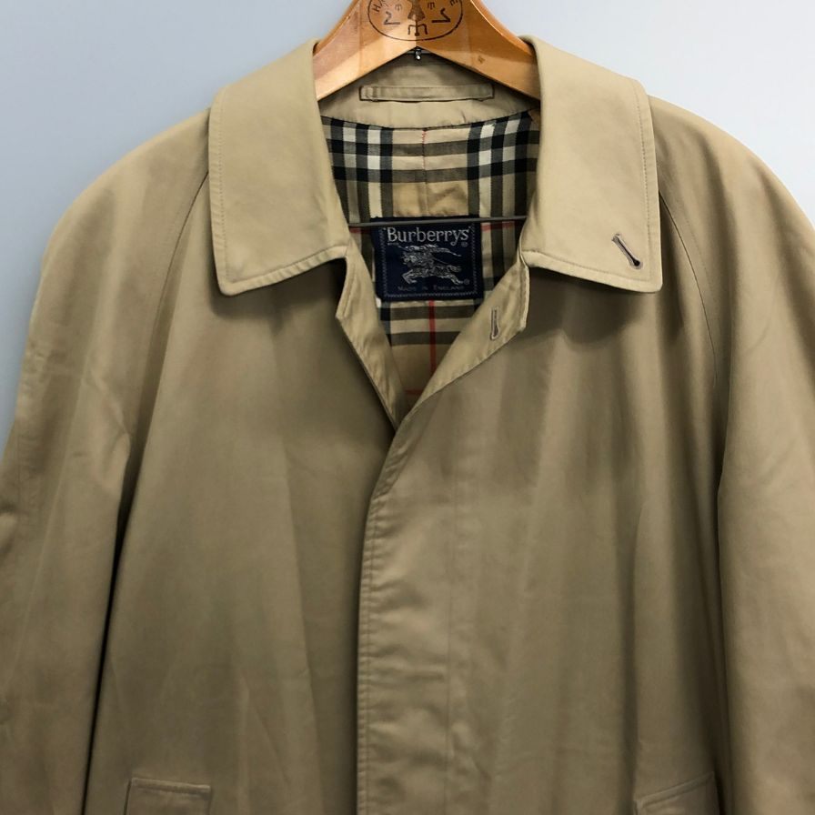 中古■バーバリー バルカラーコート 旧タグ イングランド製 ベージュ メンズ サイズ表記なし Burberry 【AFA3】