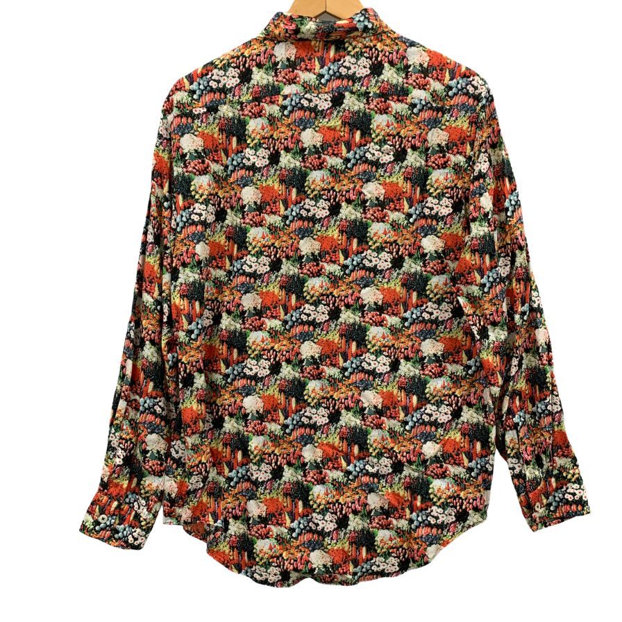 美品◆ポールスミス シャツ 長袖  Seed Packe PRINT SHIRT 総柄 レッド系 セルロース サイズL メンズ Paul Smith 【AFB27】