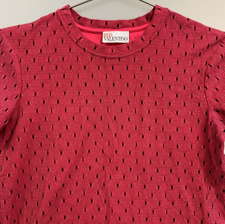 極美品◆レッドヴァレンティノ Tシャツ ドット柄レース レディース サイズXS ピンク RED VALETINO 【AFB36】