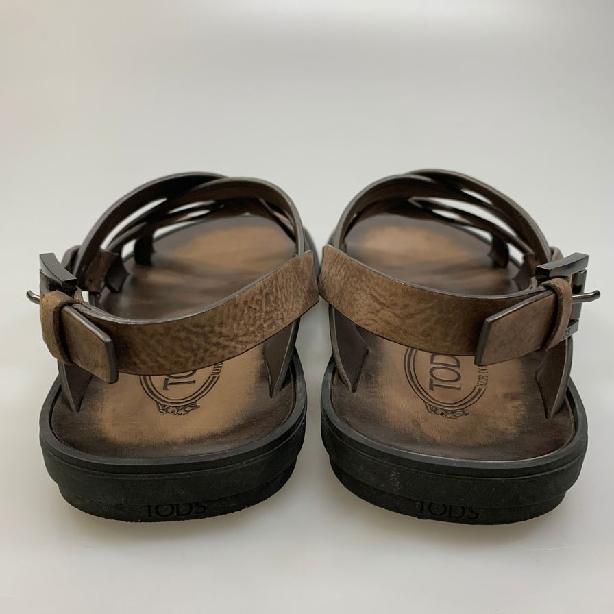 トッズ レザーサンダル ストラップ メンズ ブラウン サイズ5  TODS 約24.0cm【AFC1】