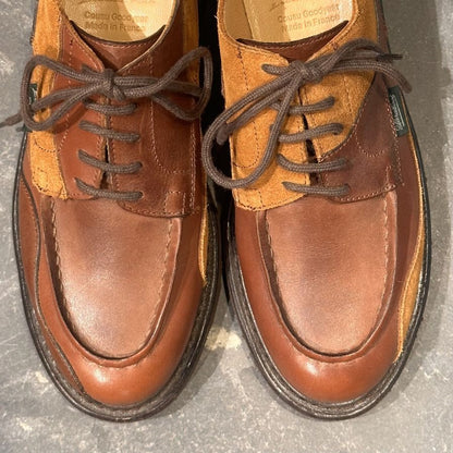 パラブーツ シャンボード Garance カフェ スエードコンビ パッチワーク サイズUK4 メンズ ブラウン Paraboot ビジネスシューズ 約23.5cm【LA】【中古】