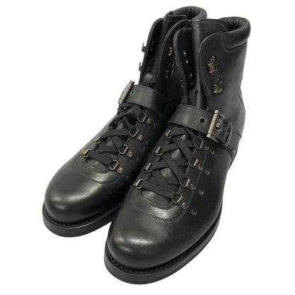 プラダ コンバットブーツ レースアップ ベルト レザー 2T 1882 ブラック メンズ サイズ7.5 PRADA 約26.0cm【AFD15】