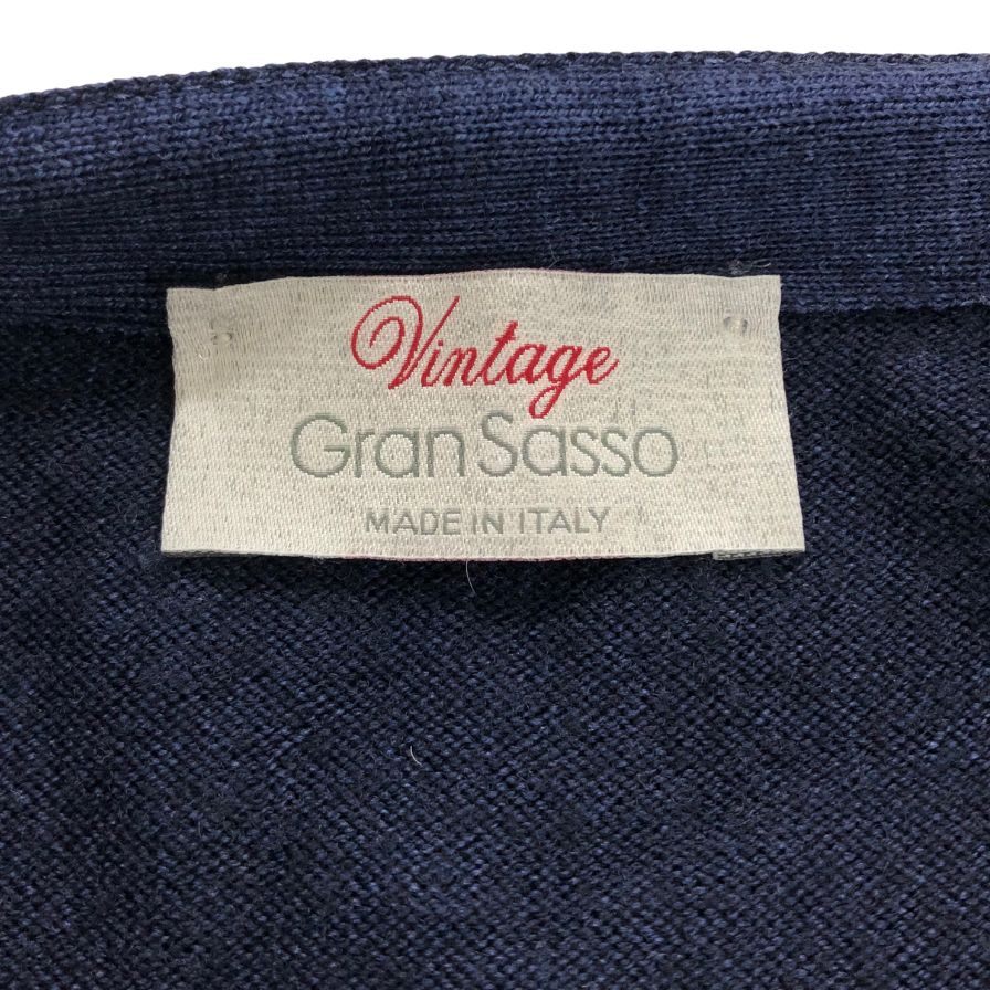 美品◆グランサッソ ヴィンテージ ベスト メンズ ネイビー サイズ48 Gran Sasso vintage 【AFB14】
