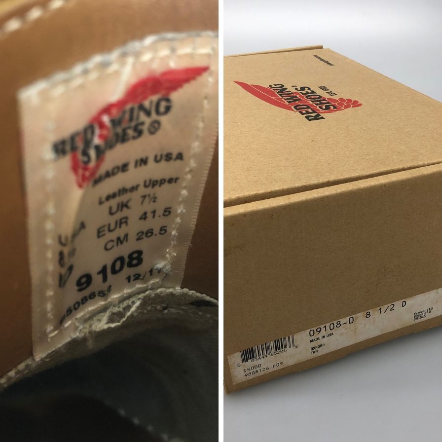 レッド ウィング レザーシューズ 9108 ポストマン オックスフォード プレーントゥ メンズ ブラウン サイズ8.5D REDWING 約26.5cm【AFD6】