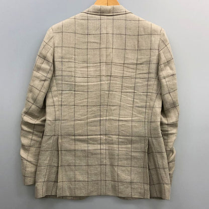 中古◆スーツセレクト リネン テーラードジャケット JSJ2056 ベージュ サイズA5 メンズ チェック SUIT SELECT DORAGO 【AFB33】