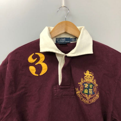 中古◆ポロラルフローレン ポロシャツ ラガーシャツ カスタムフィット ボルドー系 メンズ サイズL POLO RALPH LAUREN 【AFB22】