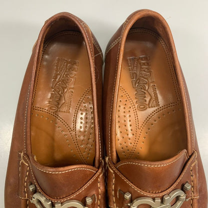 サルバトーレ フェラガモ ローファー ビットローファー ガンチーニ ブラウン メンズ サイズ7.5 Salvatore Ferragamo 約25.5cm【AFC6】