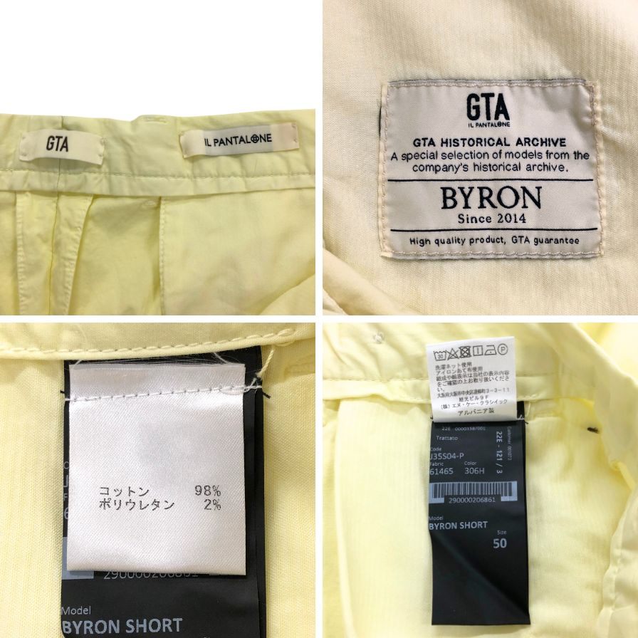 ジーティーアー ショーツ バイロンショーツ パンツ コットン ライトイエロー メンズ サイズ50 GTA BYRON SHORT 【AFB6】