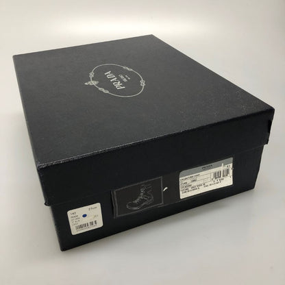 プラダ コンバットブーツ レースアップ ベルト レザー 2T 1882 ブラック メンズ サイズ7.5 PRADA 約26.0cm【AFD15】