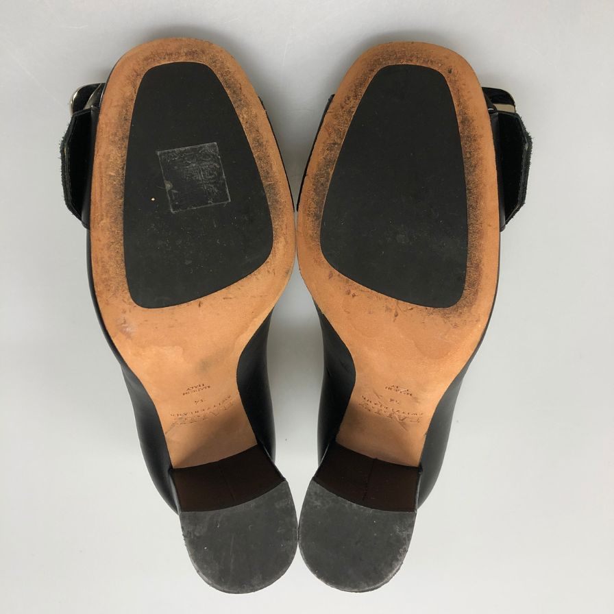 バリー ヒールパンプス ビジューバックル レザー ブラック サイズ34 メンズ BALLY 約20.5cm【AFD15-2】