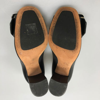 バリー ヒールパンプス ビジューバックル レザー ブラック サイズ34 メンズ BALLY 約20.5cm【AFD15-2】