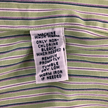 中古◆ラルフローレン ボタンダウンシャツ 90S ストライプ グリーン×パープル メンズ サイズM Ralph Lauren 【AFB29】