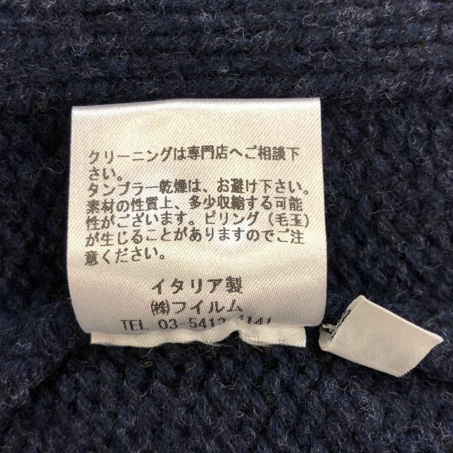 美品◆セッテフィーリカシミア ウールカシミヤショール ユニセックス サイズ 44 ネイビー Settefili Cashmere 【AFB10】