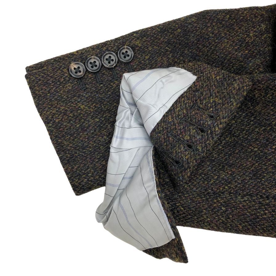 極美品◆スーツセレクト テーラードジャケット ハリスツイード ブラウン サイズY5 SUIT SELECT 【AFB42】