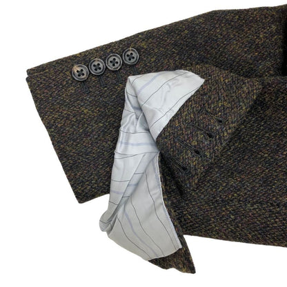極美品◆スーツセレクト テーラードジャケット ハリスツイード ブラウン サイズY5 SUIT SELECT 【AFB42】