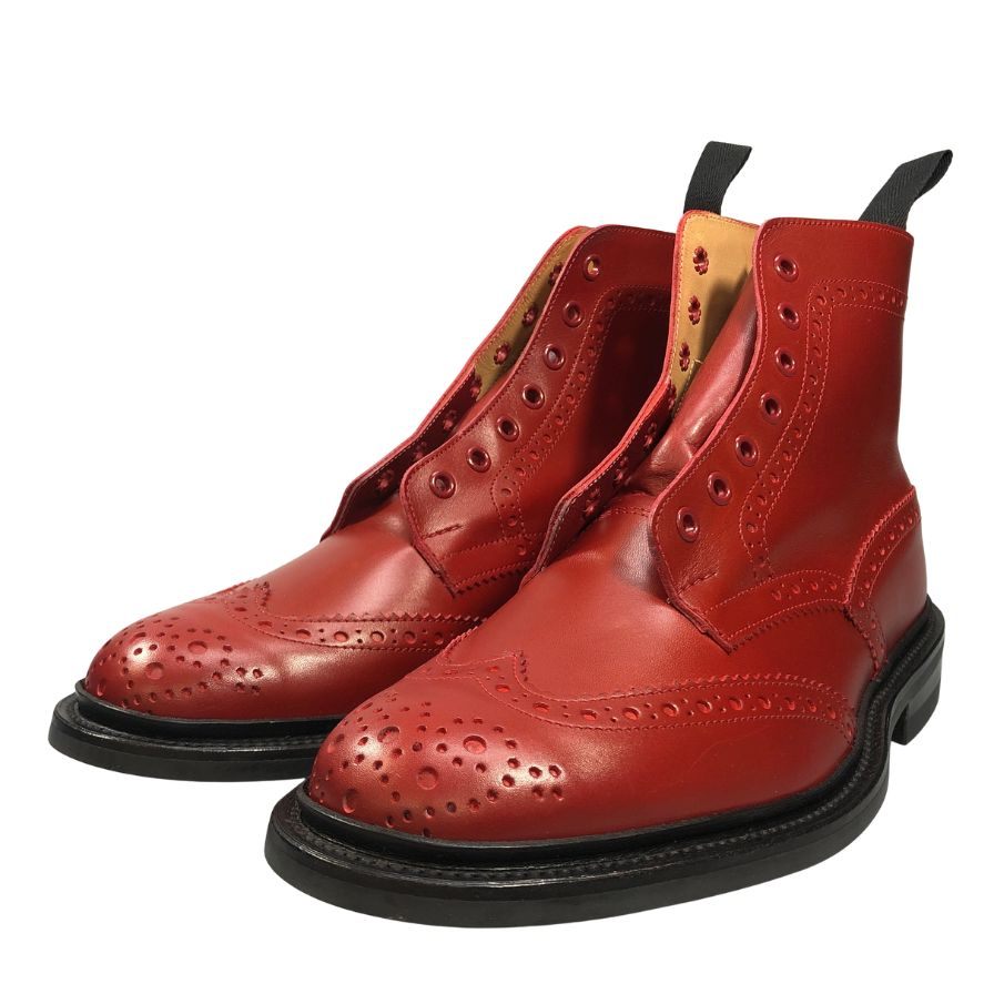 トリッカーズ ストウ 5634 ウィングチップ メンズ サイズ 7ハーフ レッド Tricker’ｓ ブーツ 約26.0cm【LA】【中古】