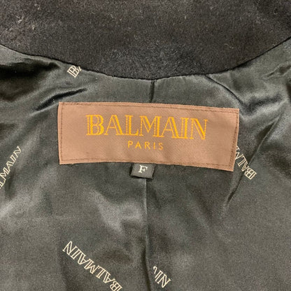 極美品◆バルマン ポンチョコート 4867 カシミヤ フォックスファー サイズF ブラック BALMAIN PARIS 【AFA12】