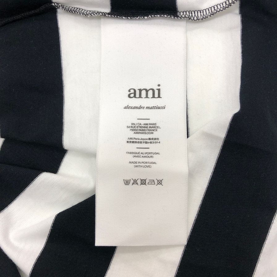中古◆アミ パリ トップス ボーダー Tシャツ ハート刺繍 ユニセックス サイズ不明 ホワイト系 ami paris 【AFB45】