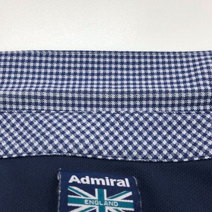 美品◆アドミラル ゴルフ ポロシャツ 刺繍 ロゴ チャック 半袖 コットン ポリエステル ゴルフウェア ブルー メンズ サイズL Admiral GOLF 【AFB18】