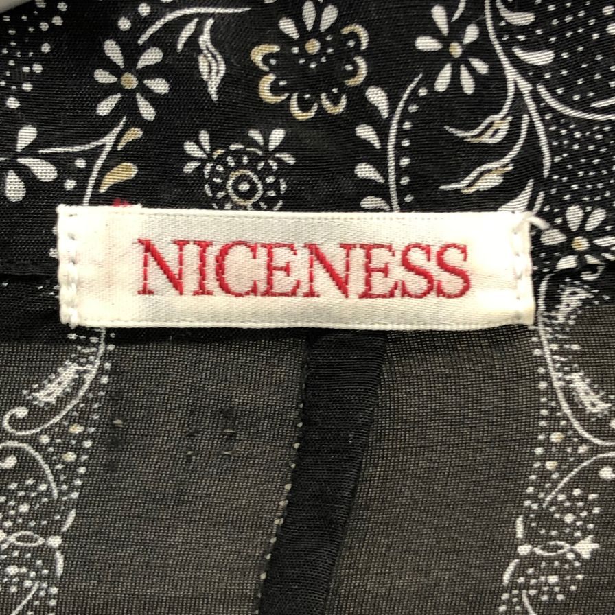 極美品◆ナイスネス ジャメット バンダナ長袖シャツ コットンシルク ブラック系 サイズM NICENESS 【AFB4】