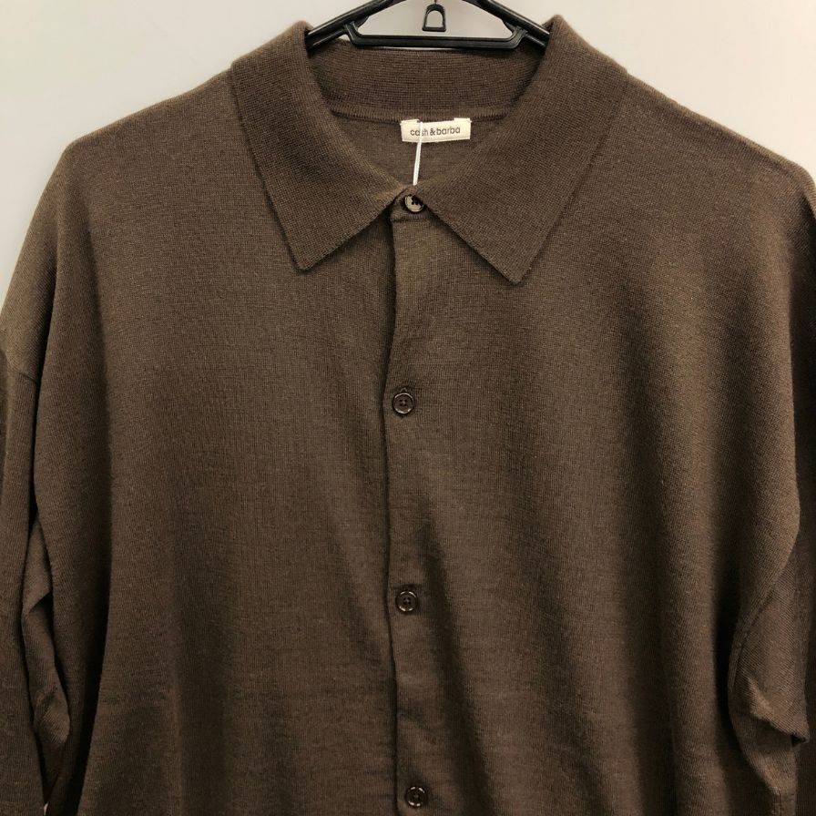 新品同様◆キャッシュ＆バルバ カシミヤ 150  ポロカラー ニット IMWSW003 ブラウン サイズ2 Cash & Barba 【AFB4】