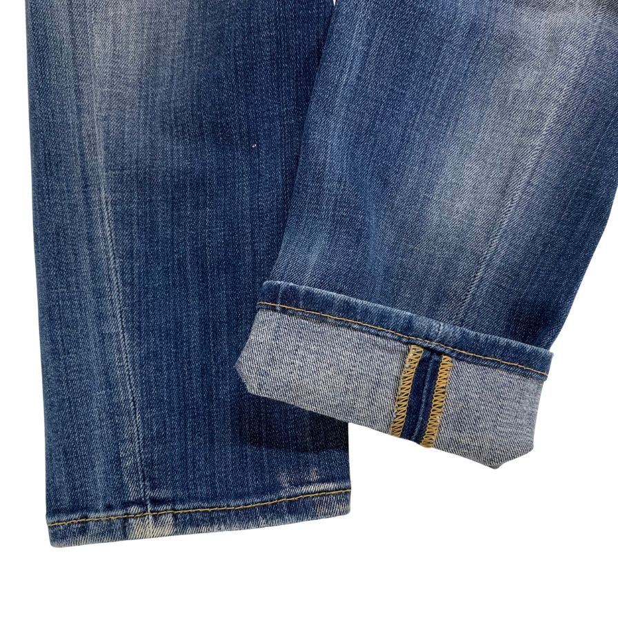 ディースクエアード デニムパンツ kenny jean S75LA0615 ロゴ金具 ペイント加工 クラッシュ加工 コットン ポリウレタン ブルー系 レディース サイズ38 DSQUARED2 【AFB21】