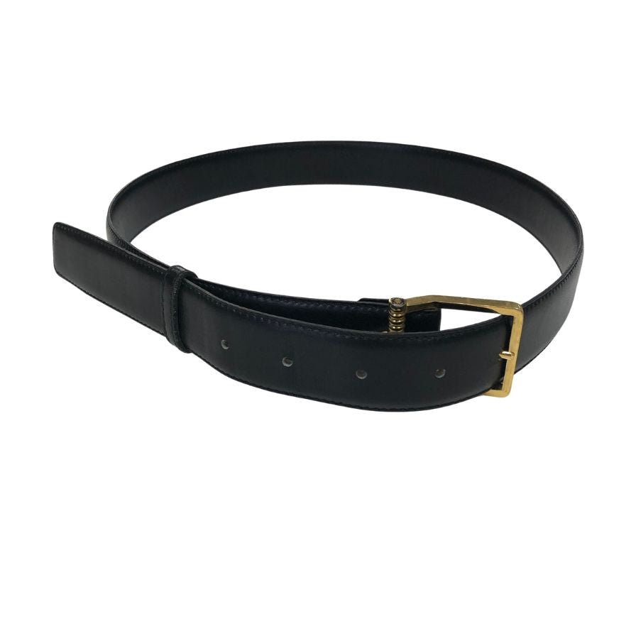 ロエベ レザーベルト ゴールド金具 ブラック サイズ32-80 LOEWE【AFI12】