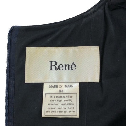 中古◆ルネ ノースリーブワンピース フレア ネイビー レディース サイズ34 Rene 【AFB45】