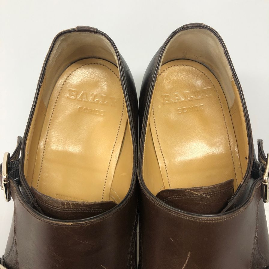 バリー ダブルモンクシューズ SCARDINO グッドイヤー製法 ダークブラウン メンズ サイズUS7 BALLY 約25.0cm【AFC36】