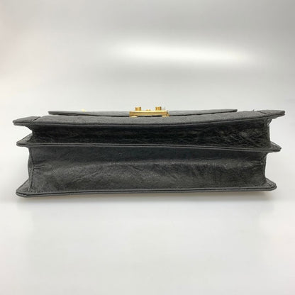 ノーブランド ハンドバッグ エレファント レザー 象 本革 ブラック ゴールド金具【AFE6】