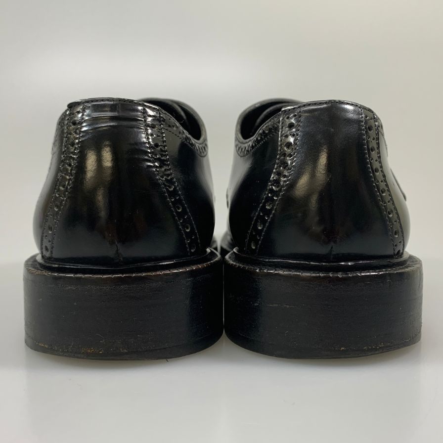 グッチ レザーシューズ 5245 ダブルモンク パンチドキャップトゥ ガラスレザー ブラック サイズ41.5E メンズ GUCCI 約26.5cm【AFC44-2】