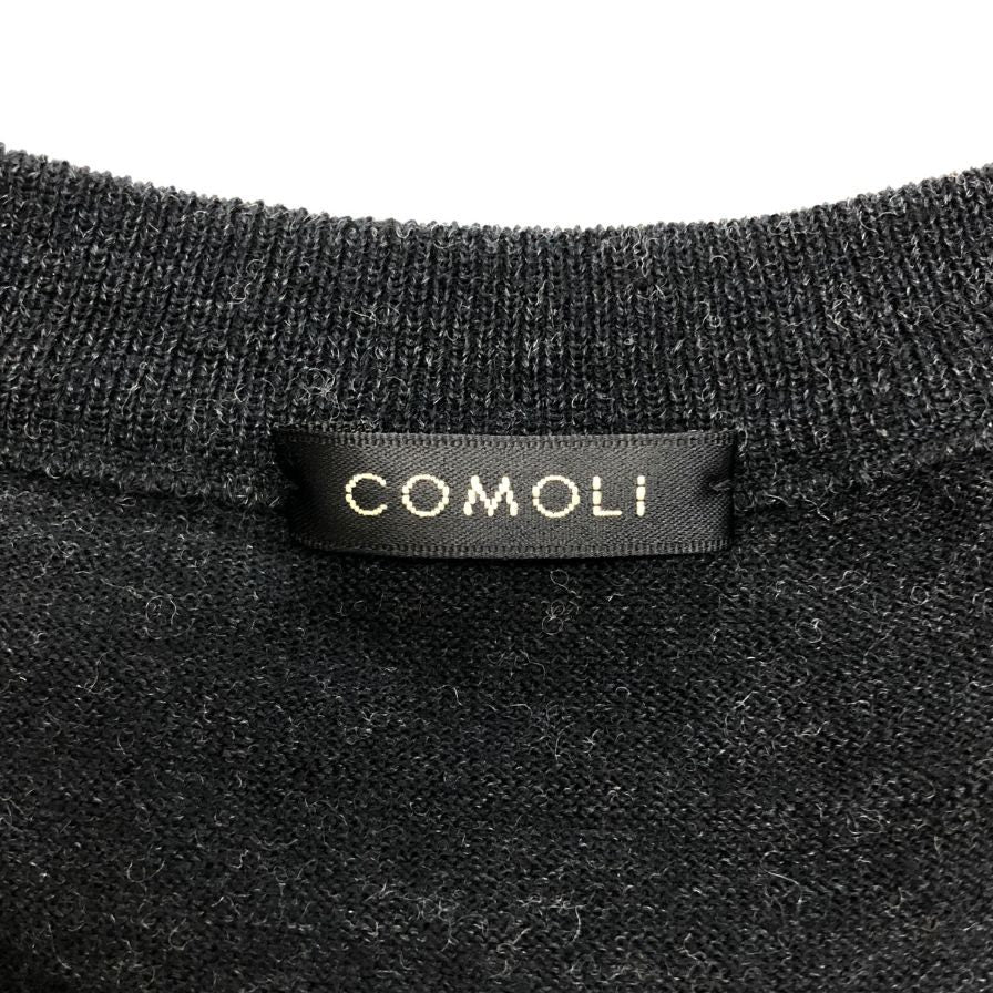 極美品◆コモリ ウールクルーネックニット ブラック メンズ サイズフリー C03-06010 COMOLI 【AFB34】