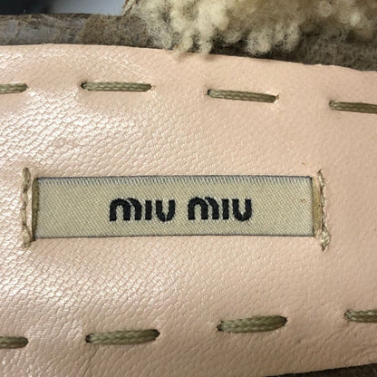 ミュウミュウ サボサンダル チャンキーヒール ムートン 内ボア ブラウン レディース サイズ36 MIUMIU 約22.5cm【AFC41-2】