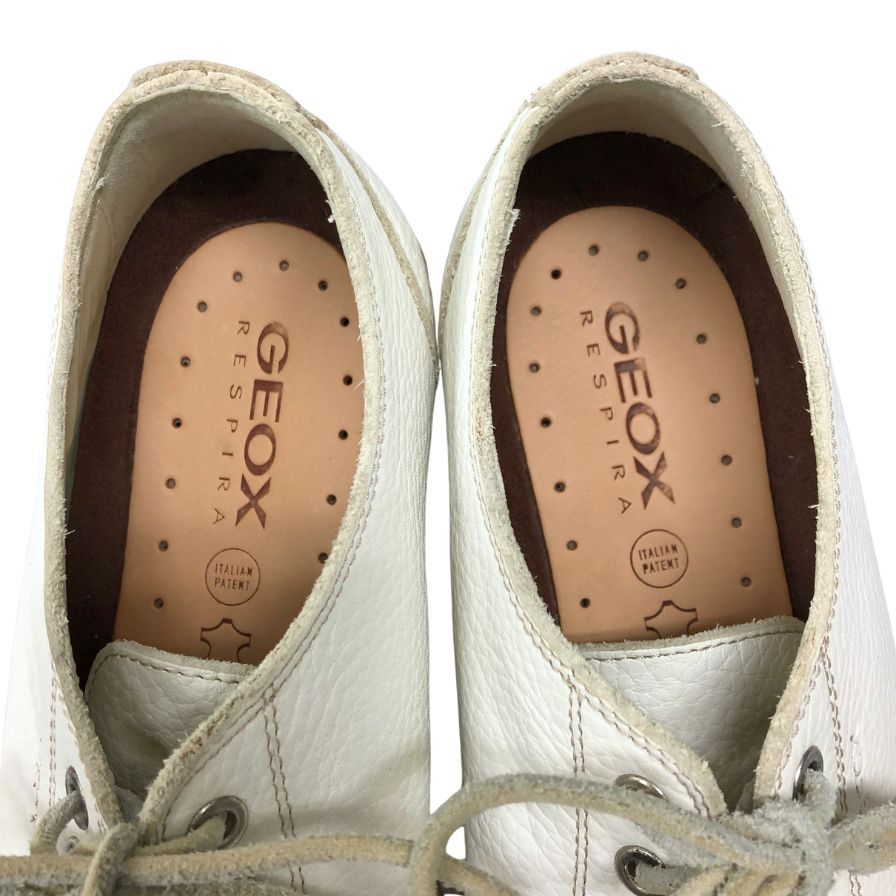 ジェオックス スニーカー レザー コルク ホワイト サイズ26cm GEOX 約26.0cm【AFC42】