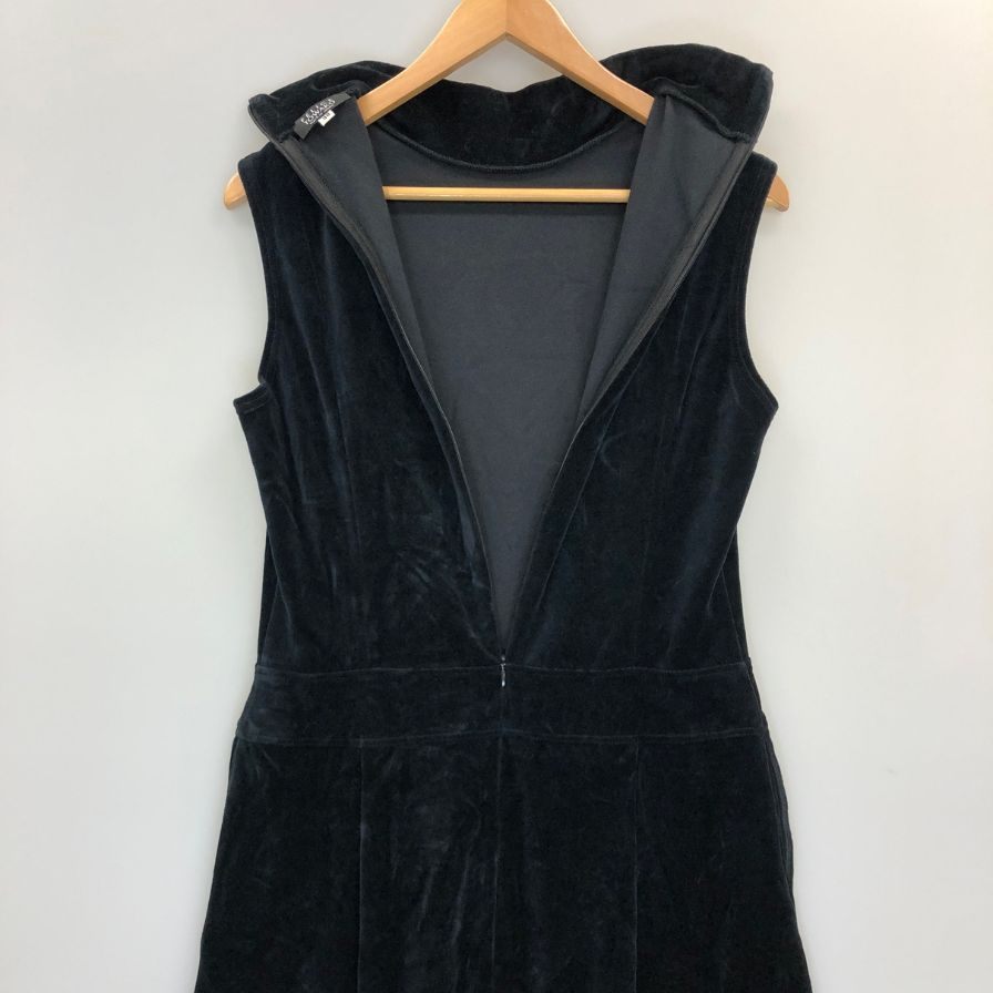 美品◆フェリーチェトワコ 君島十和子 ノースリーブ 膝下ワンピース 綿素材 38サイズ ダークネイビー FELICE TOWAKO 【AFB13】