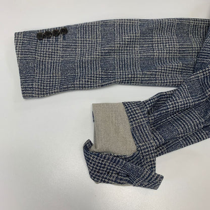 美品◆マッキントッシュ ロンドン コットン混合 テイラードジャケット ラニフィーチョ ローマ生地 メンズ サイズ 36 チェック ブルー系 MACKINTOSH LONDON 【AFA18】