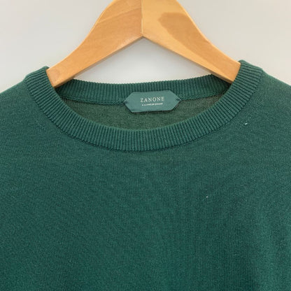 美品◆ザノーネ ニット コットン クルーネック メンズ グリーン サイズ50 ZANONE 【AFB3】