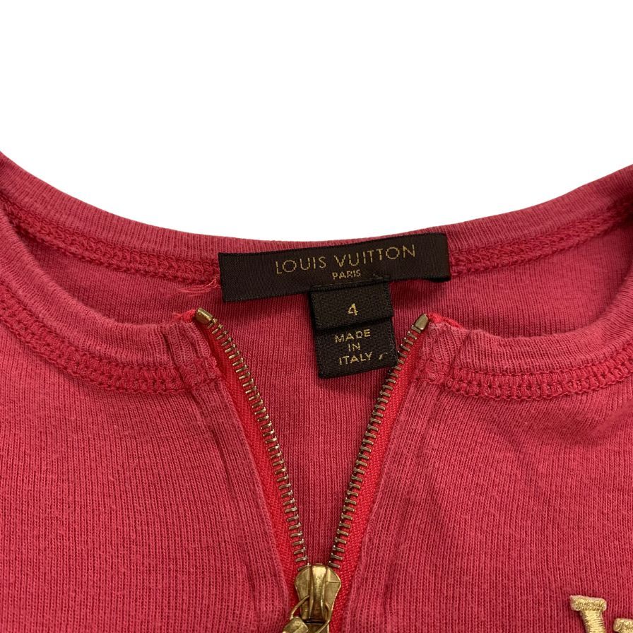 中古◆ルイヴィトン 長袖Tシャツ ハーフジップ 胸ロゴ ピンク キッズ サイズ4 LOUIS VUITTON 【AFB43】