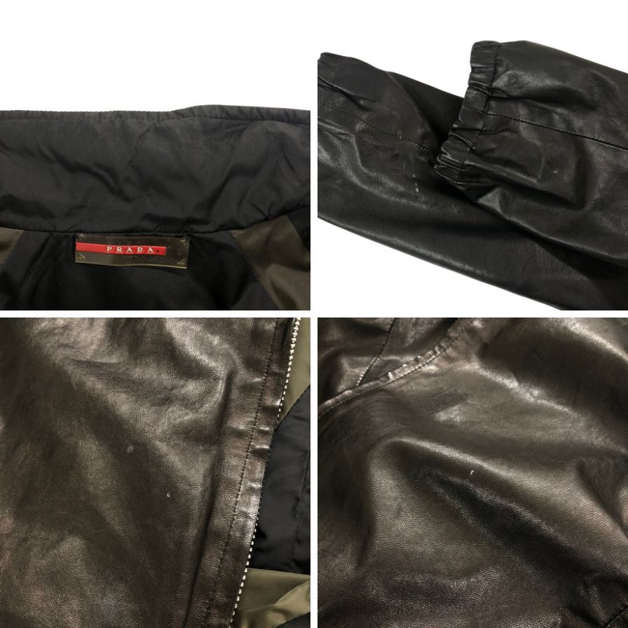 中古◆プラダ ジャケット リバーシブル ナイロン×革皮 ブラック系 PRADA 【AFB1】