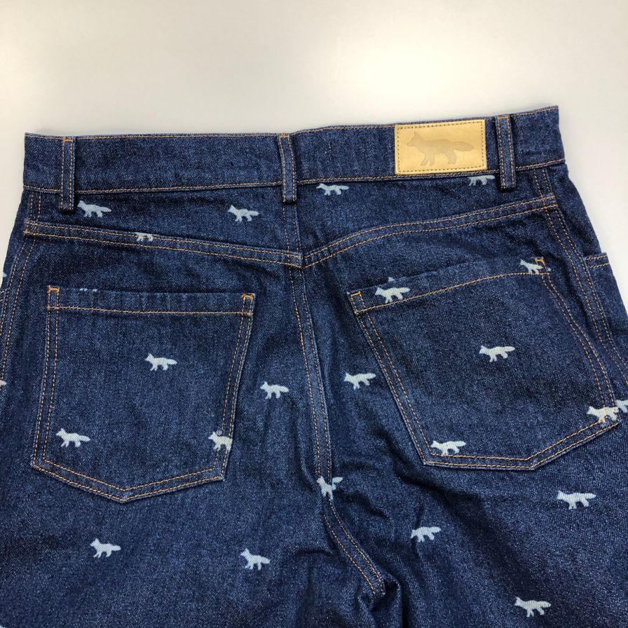 メゾンキツネ デニムパンツ キツネ柄 ボタンフライ メンズ サイズ30 MAISON KITSUNE 【AFB33】