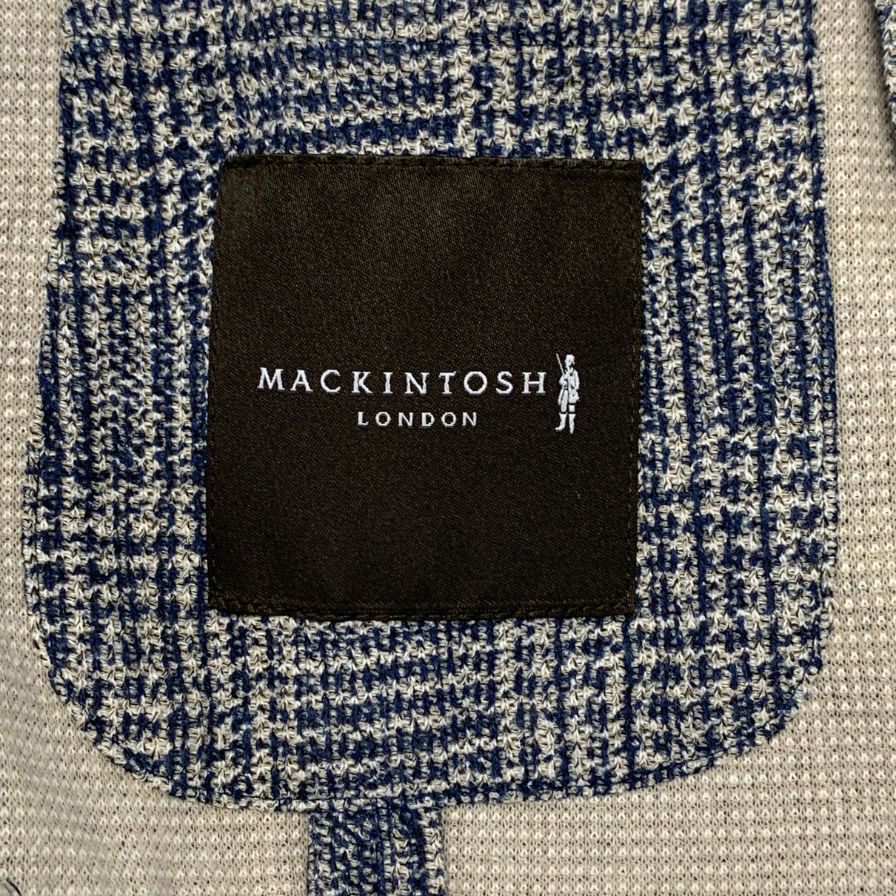 美品◆マッキントッシュ ロンドン コットン混合 テイラードジャケット ラニフィーチョ ローマ生地 メンズ サイズ 36 チェック ブルー系 MACKINTOSH LONDON 【AFA18】