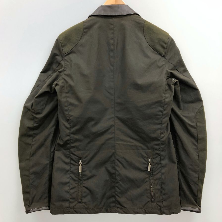 中古◆バブアー ハンティングジャケット ビーコン スポーツ ジャケット コットン 切替 レザー カーキ メンズ サイズXS Barbour BEACON SPORTS JACKET 【AFB52】