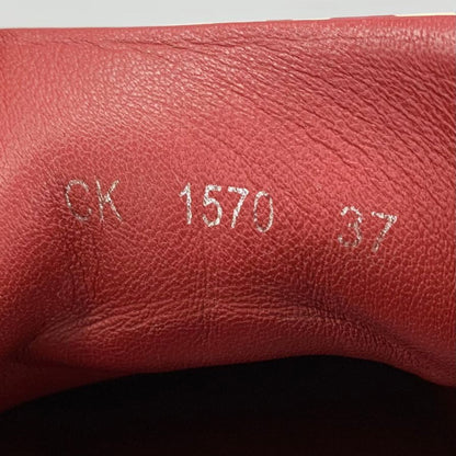 ドルチェ&ガッバーナ レザースニーカー CS1570 総柄 ロゴ デザイン レッド レディース サイズ37 DOLCE & GABBANA 約24.0cm【AFC30】