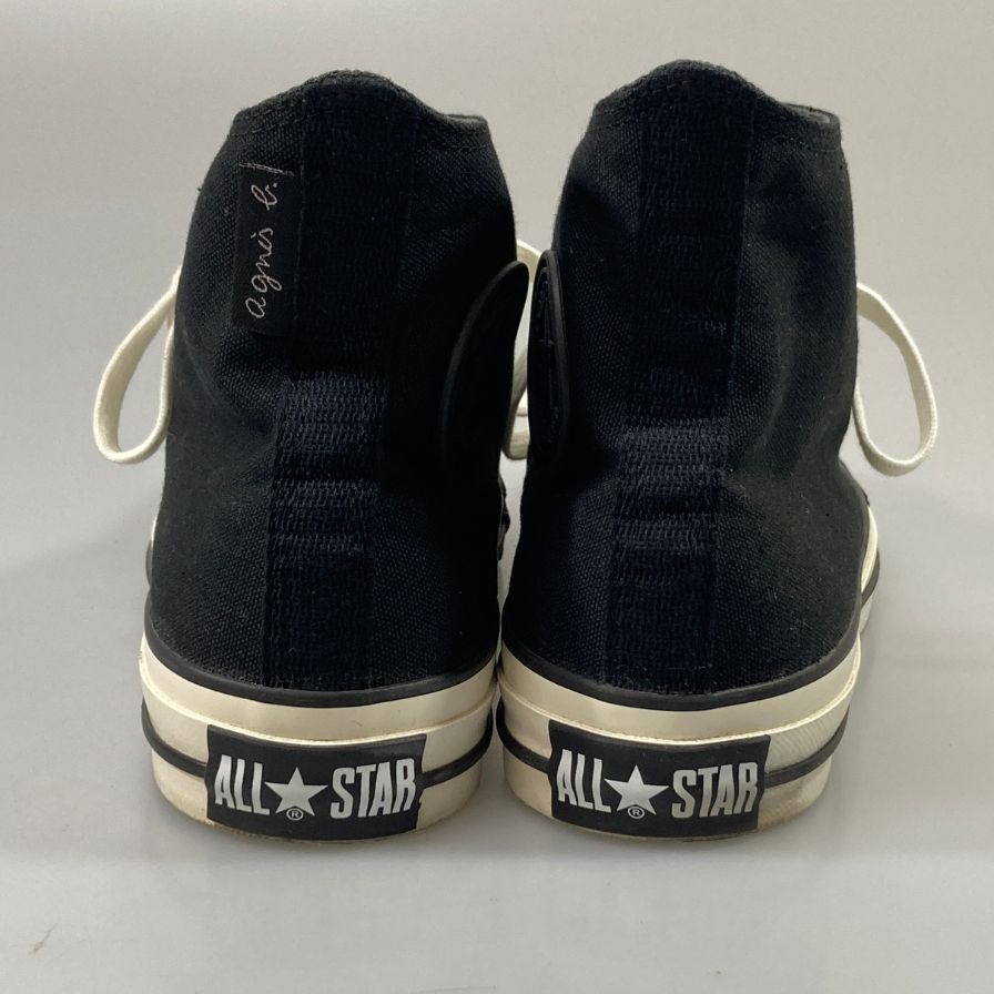 コンバース アニエスベーオールスターコラボ ハイカットスニーカー メンズ ブラック サイズ25cm CONVERSE×agnes b. 約25.0cm【AFD5】