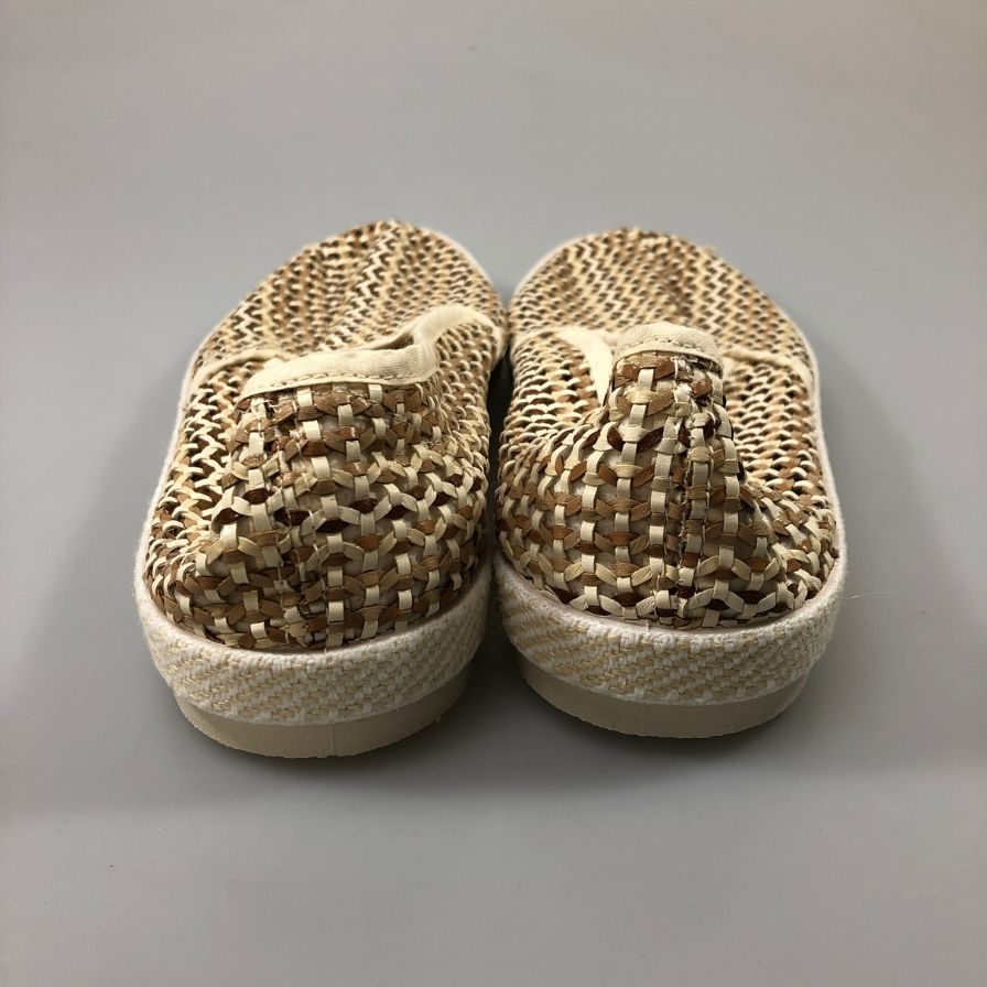 リビエラ スリッポン 編み込み レザー メッシュ シューズ マルチカラー ベージュ メンズ サイズ 44 RIVIERAS 約28.0cm【AFC49】