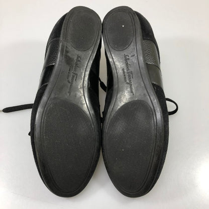 サルバトーレ フェラガモ スニーカー レザー スエード パテントレザー 切り返し メンズ ブラック サイズ6.5 Salvatore Ferragamo 約24.5cm【AFC50】