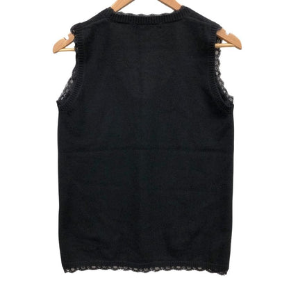 極美品◆ドルチェ&ガッバーナ ベスト レースあしらい カシミア レディース サイズS ブラック DOLCE&GABBANA 【AFB28】