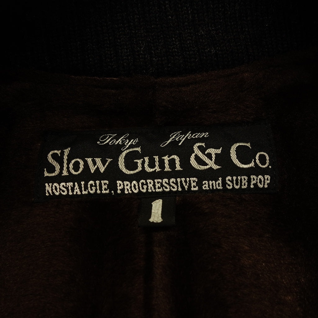 Good condition ◆ SLOWGUN Stadium Jumper Alpaca Wool Shaggy Lamb Leather Men's Black Size 1 SLOWGUN [AFG1] 